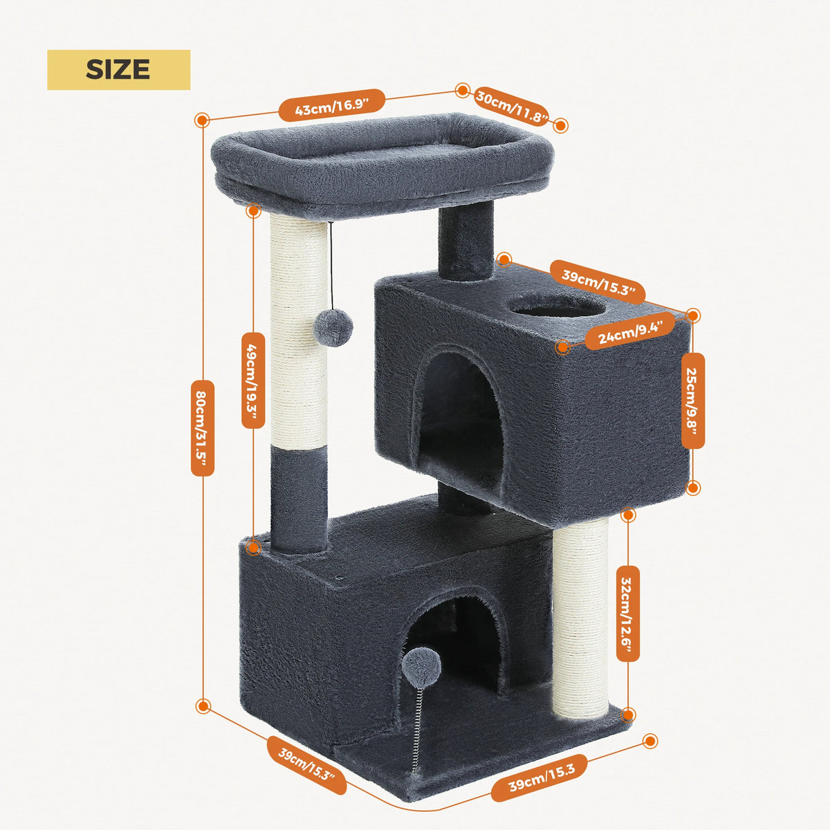 Cat Tree for Large Cats Cat Tower for Indoor Cats up to 10kg with 2 Large Condos Cat Scratching Posts and Large Cat Perch