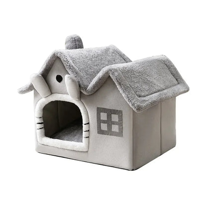 FurryPalace™ Cozy Plush Cat House Bed