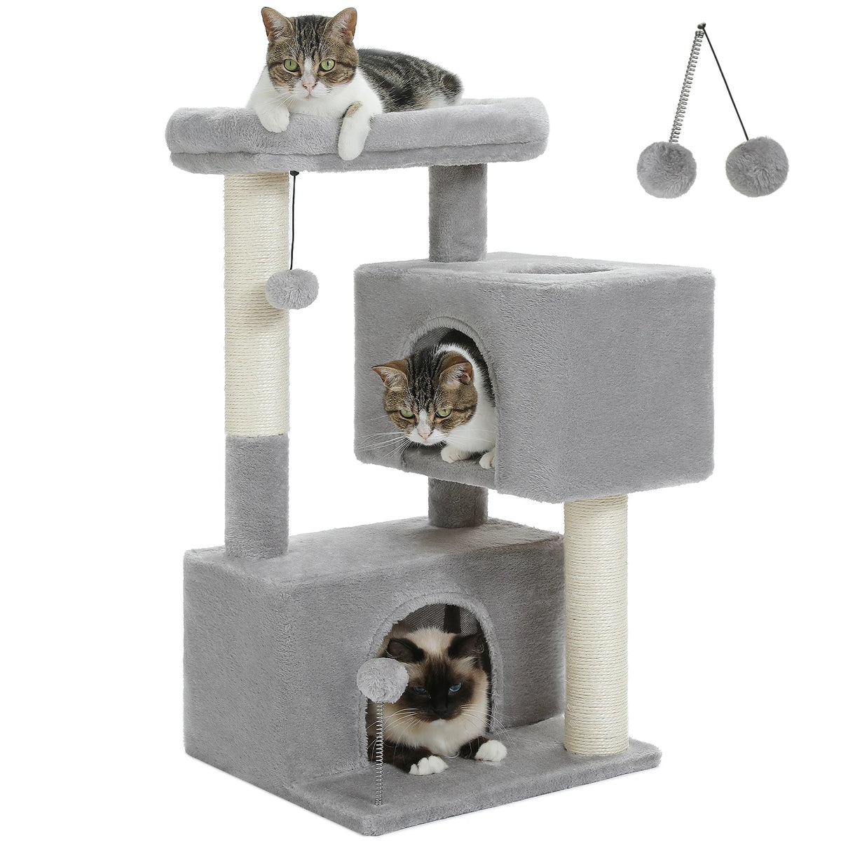 Cat Tree for Large Cats Cat Tower for Indoor Cats up to 10kg with 2 Large Condos Cat Scratching Posts and Large Cat Perch