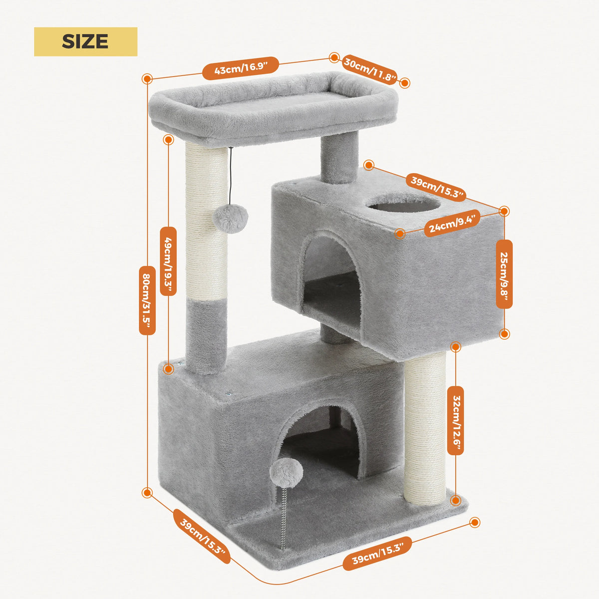 Cat Tree for Large Cats Cat Tower for Indoor Cats up to 10kg with 2 Large Condos Cat Scratching Posts and Large Cat Perch