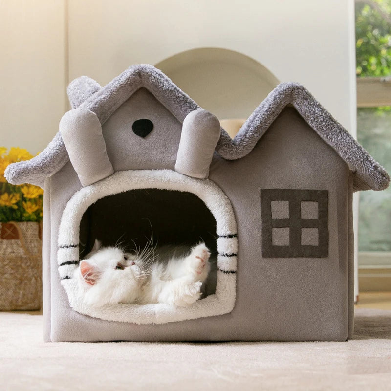 Cute Warm Cat House Bed